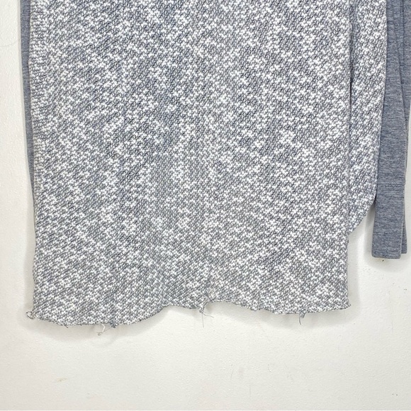 TINY gray white open waterfall hi low raw hem cardigan - Picture 7 of 10